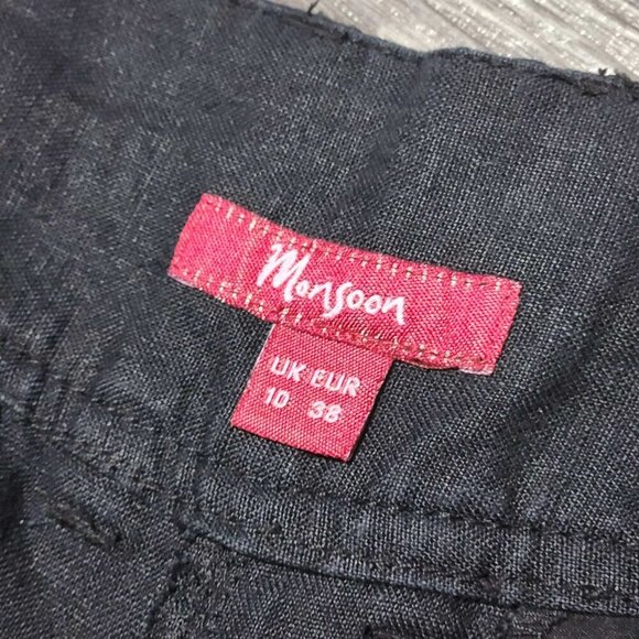 Monsoon Y2K light & flowy black wide legged comfy linen pants size 30″ waist - Picture 6 of 10